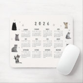 Cute Funny Cat 2026 Calendar Mousepad (Mit Mouse)