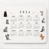 Cute Funny Cat 2026 Calendar Mousepad (Vorne)