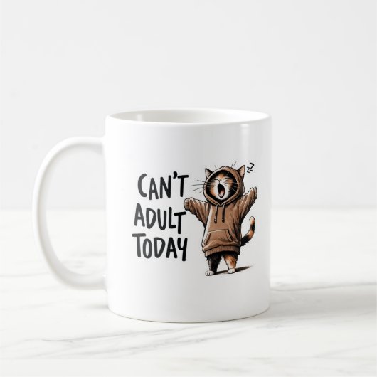 Cute Funny Cat 'I can't Adult Today' Coffee Mug Kaffeetasse (Links)