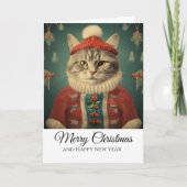 Cute Funny Cat in Costume Merry Christmas Karte (Vorderseite)