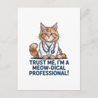 Cute Funny Cat Medical Pun Illustration Feiertagspostkarte