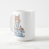 Cute Funny Cat Medical Pun Illustration Kaffeetasse (Vorderseite Links)