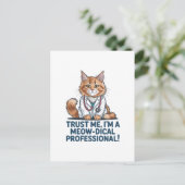 Cute Funny Cat Medical Pun Illustration Postkarte (Stehend Vorderseite)
