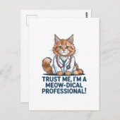 Cute Funny Cat Medical Pun Illustration Postkarte (Vorne/Hinten)