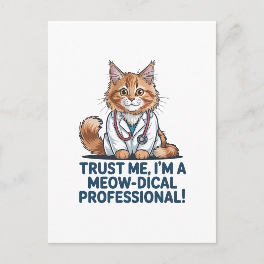 Cute Funny Cat Medical Pun Illustration Postkarte (Vorderseite)