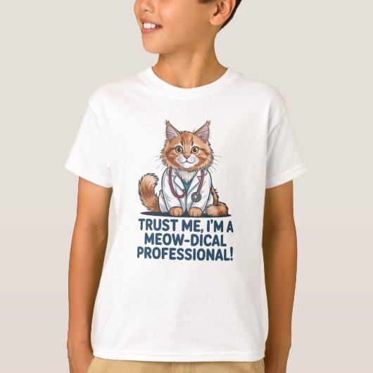 Cute Funny Cat Medical Pun Illustration T-Shirt (Vorderseite)