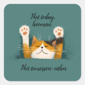 Cute Funny Cat Nap Quadratischer Aufkleber (Vorderseite)