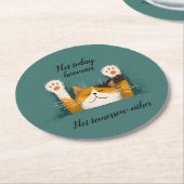 Cute Funny Cat Nap Runder Pappuntersetzer (Angewinkelt)