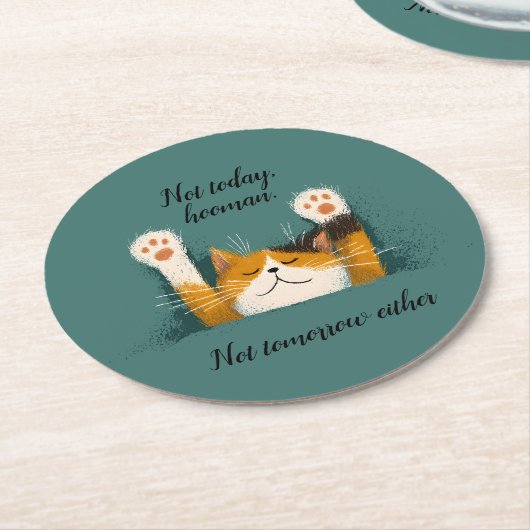 Cute Funny Cat Nap Runder Pappuntersetzer (Angewinkelt)