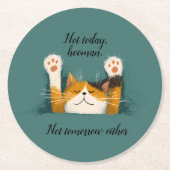 Cute Funny Cat Nap Runder Pappuntersetzer (Vorderseite)