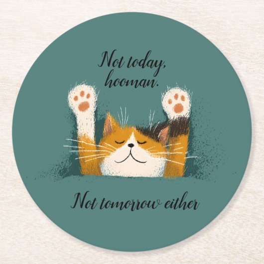 Cute Funny Cat Nap Runder Pappuntersetzer (Vorderseite)