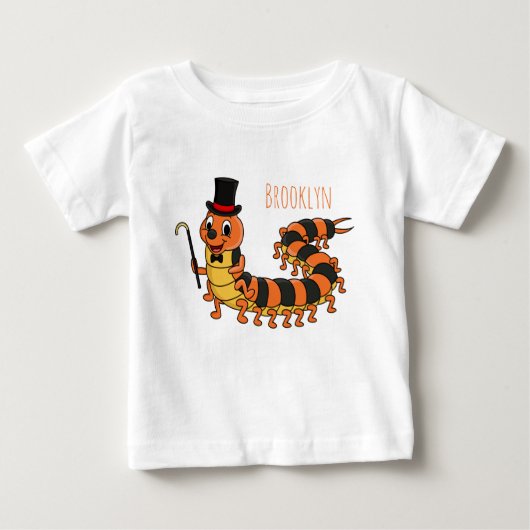 Cute funny centipede cartoon illustration baby t-shirt (Vorderseite)