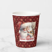 Cute Funny Christmas Cups Santa Claus and Rudolph Pappbecher (Rückseite)