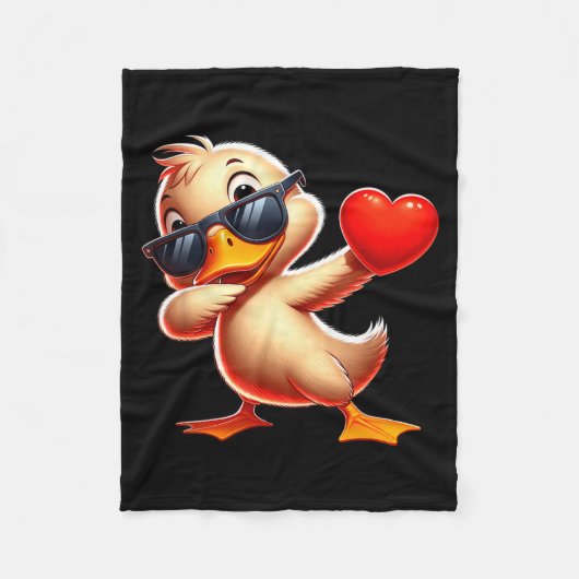 Cute Funny Cool Duck Dabbing Heart Valentines Day Fleecedecke (Vorderseite)