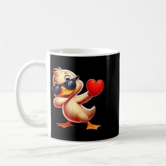 Cute Funny Cool Duck Dabbing Heart Valentines Day Kaffeetasse (Links)