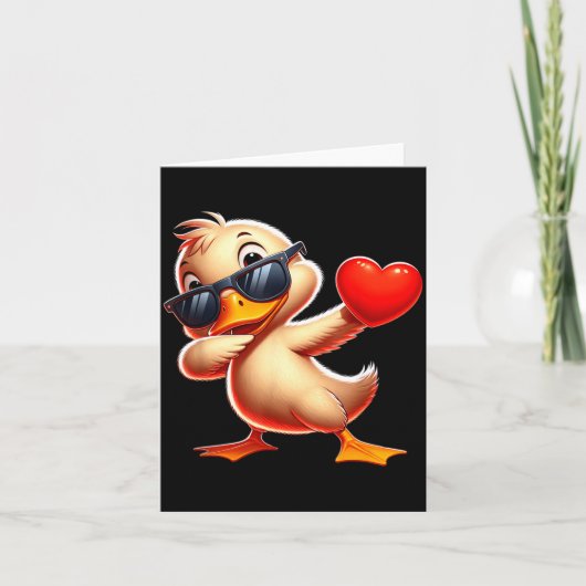 Cute Funny Cool Duck Dabbing Heart Valentines Day Karte (Vorderseite)
