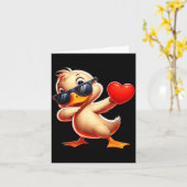 Cute Funny Cool Duck Dabbing Heart Valentines Day Karte (Gelbe Blume)