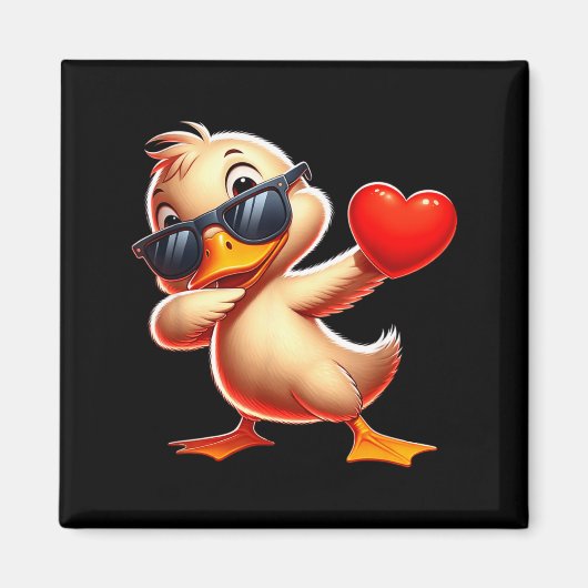 Cute Funny Cool Duck Dabbing Heart Valentines Day Magnet (Vorne)