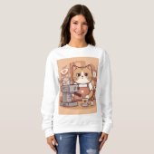 Cute Funny Cozy Barista Cat Sweatshirt (Vorne ganz)