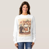 Cute Funny Cozy Barista Cat Sweatshirt (Vorne ganz)