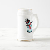 Cute & Funny Dabbing Snowman Xmas Winter Gift Bierglas (VorderseiteRechts)