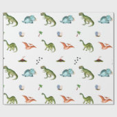 Cute Funny Dinosaur Birthday Party Wrapping Paper Geschenkpapier (Flach)