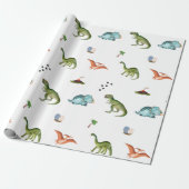 Cute Funny Dinosaur Birthday Party Wrapping Paper Geschenkpapier (Ungerollt)
