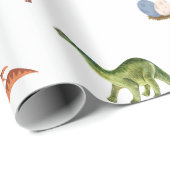 Cute Funny Dinosaur Birthday Party Wrapping Paper Geschenkpapier (Rolleneckpunkt)