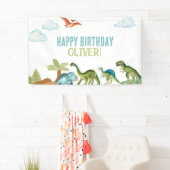 Cute Funny Dinosaur Happy Birthday Sign Banners Banner (Insitu)