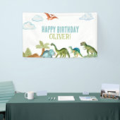 Cute Funny Dinosaur Happy Birthday Sign Banners Banner (Messeveranstaltung)