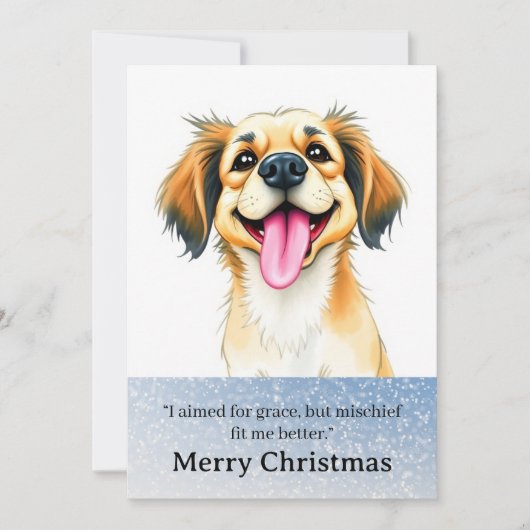 Cute Funny Dog Christmas Card Feiertagskarte (Vorderseite)