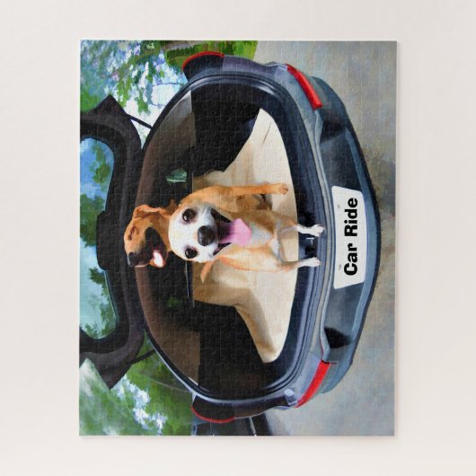 Cute Funny Dogs Going For Car Ride Puzzle (Vertikal)