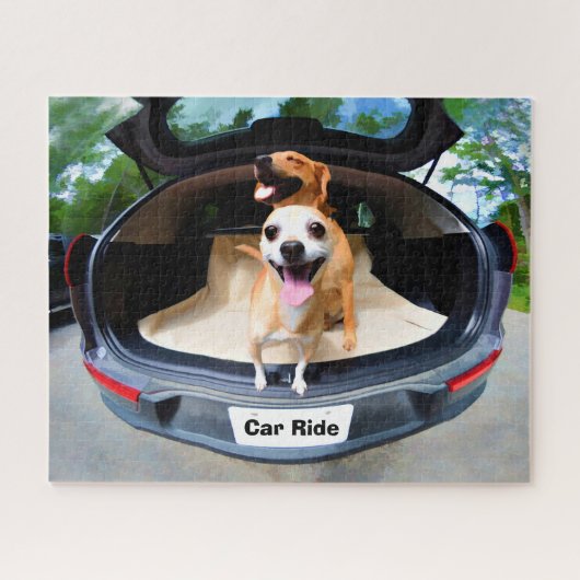 Cute Funny Dogs Going For Car Ride Puzzle (Horizontal)