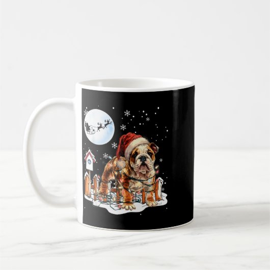 Cute Funny English Bulldog Christmas Lights Santa Kaffeetasse (Links)