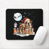 Cute Funny English Bulldog Christmas Lights Santa  Mousepad (Mit Mouse)