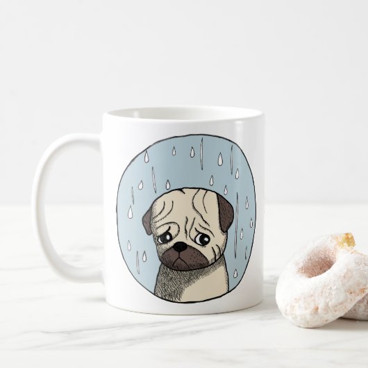 Cute Funny Fawn Pug Custom Name Pug lover Kaffeetasse (Mit Donut)