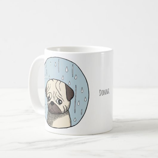 Cute Funny Fawn Pug Custom Name Pug lover Kaffeetasse (Vorderseite Links)