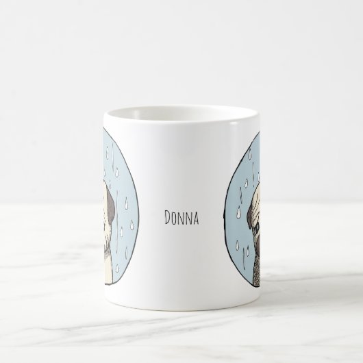Cute Funny Fawn Pug Custom Name Pug lover Kaffeetasse (Mittel)