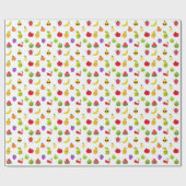 Cute Funny Fruit Birthday Party Wrapping Paper Geschenkpapier (Flach)