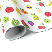 Cute Funny Fruit Birthday Party Wrapping Paper Geschenkpapier (Rolleneckpunkt)