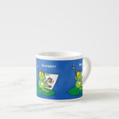 Cute funny green frog cartoon illustration espressotasse (Vorderseite Rechts)