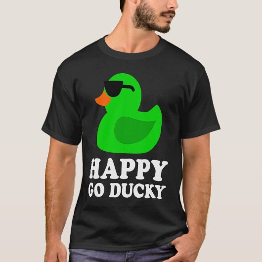 Cute Funny Green Rubber Duck Lover Sunglasses Luck T-Shirt (Vorderseite)