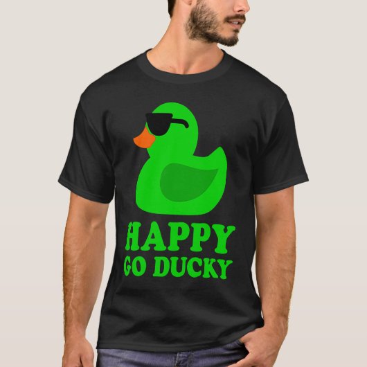 Cute Funny Green Rubber Duck Lover Sunglasses Luck T-Shirt (Vorderseite)