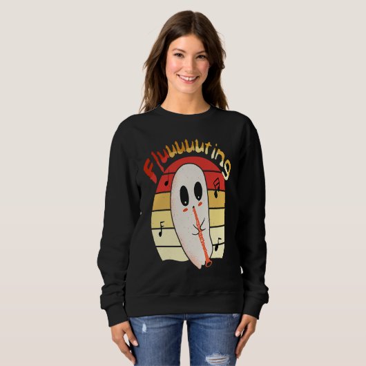 Cute & Funny Halloween Ghost Flute & Fluting 4 Sweatshirt (Vorne ganz)