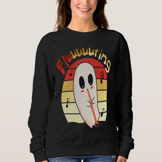 Cute & Funny Halloween Ghost Flute & Fluting 4 Sweatshirt (Vorderseite)
