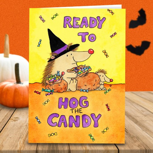 Cute Funny Halloween Hedgehog Card – Hand-Drawn  Karte