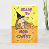 Cute Funny Halloween Hedgehog Card – Hand-Drawn  Karte (Vorderseite)