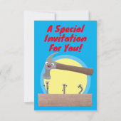 Cute, funny hammer and nails cartoon illustration einladung (Rückseite)