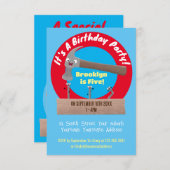 Cute, funny hammer and nails cartoon illustration einladung (Vorne/Hinten)