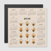Cute Funny Honey Bee Honeycomb Calendar 2026 Magnetkarte (Vorne/Hinten)
